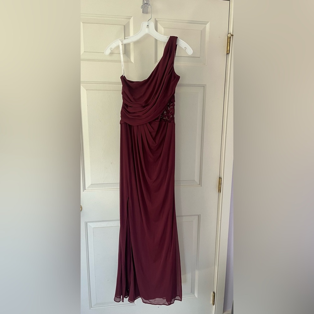 David's Bridal Bridesmaid Wine Colored Dress